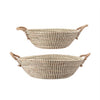 Sayulita Seagrass Baskets are hand woven from natural seagrass mixed with a white cord. Rope handles finish each basket and make it easy to carry. Two sizes available. Medium measures 14.25"diameter 5"H. Large measures 18.5" diameter 6"H. Each sold separately.