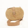 beach belt bag in seagrass with leather strap