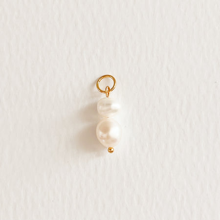 Double pearl drop charm. Designed to mix and layer on our Liya charm builder necklace, sold separately. 