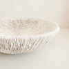 Reef Bowl. A decorative white bowl textured like sea coral cast in resin.  Measures 10" diameter 3" deep. For decorative purposes only. Not food safe.