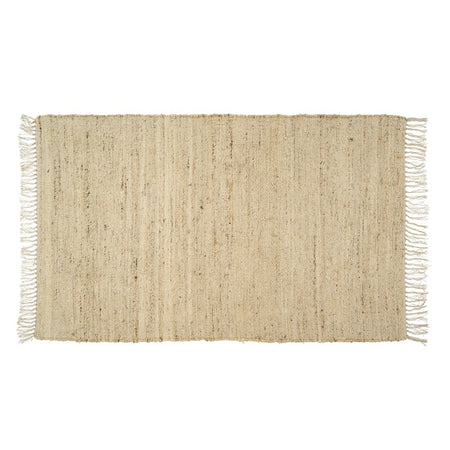 Dunes Rug. 3' x 5'. Handwoven in natural jute and undyed cotton with hand knotted fringe ends. Made in India.