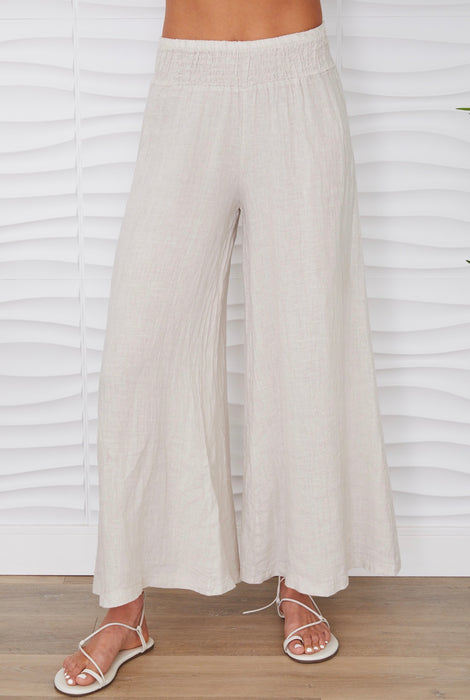 Linen Palazzo Pant-beige