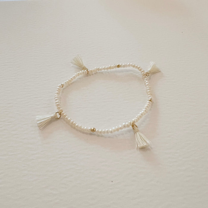 Pearl + Gold Ball Bracelets