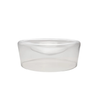 Aero Glass Serving Bowl. Modern curved silhouette in clear glass. Curved concave surface holds 16 oz. Measures 11.75" diameter x 4.25"