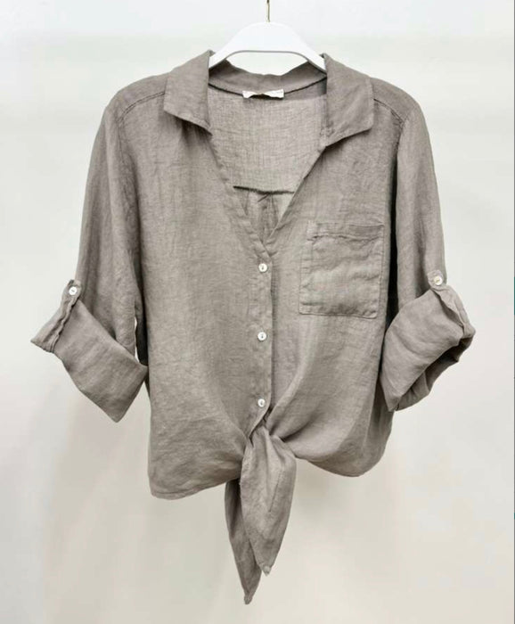 Tie Front Linen Shirt