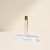 Roll-on perfume bottle in COAST fragrance with matching box. Fragrance notes of Olive Leaves, Fresh Fig and Australian Sandalwood. 10 mL