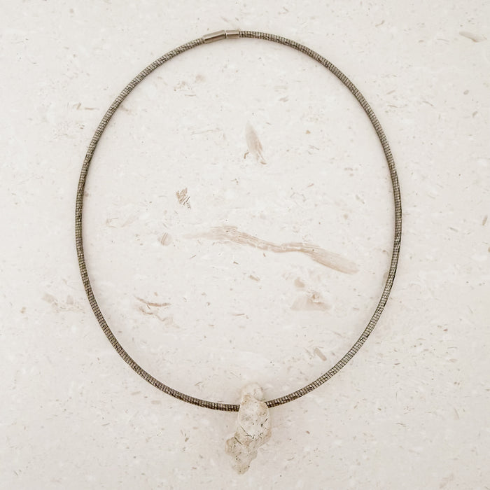 Sterling Coil + Coral Necklace