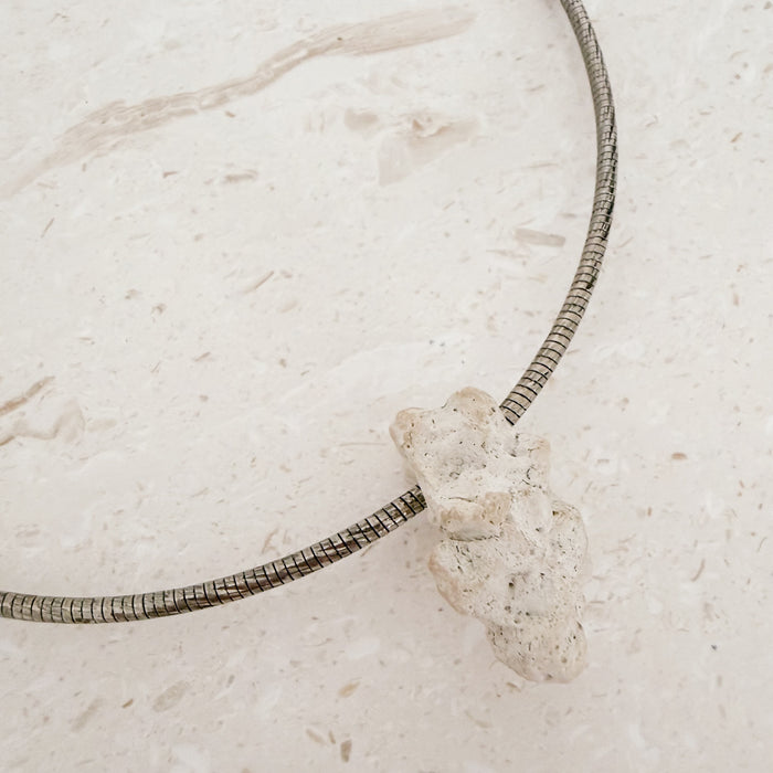 Sterling Coil + Coral Necklace