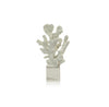 Artificial white coral on a clear acrylic stand.