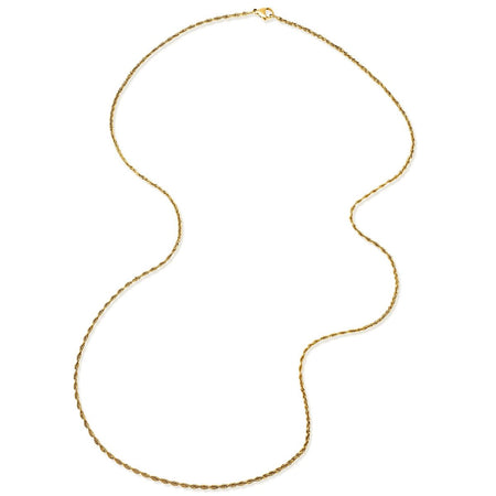 Gia rope chain necklace. A delicate 26" length golden rope chain necklace with lobster claw clasp. Perfect for layering charms onto. Gold plated, hypoallergenic stainless steel. Water, sweat and tarnish resistant.