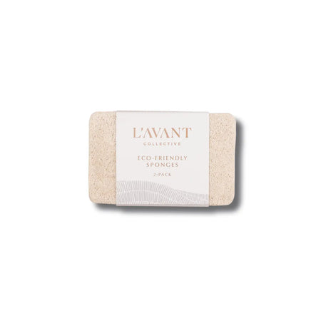 LAVANT eco-friendly sponges. 2 pack wrapped in clean modern white packaging .