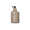 L'AVANT Ambre Santal hand soap in a taupe glass bottle with gold lettering on a white background. 16 fl oz.