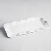 Matte white melamine serving tray with soft rounded edges. Made by Beatriz Ball. 13.25 x 9.75 inches.