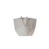 Tote made of unbleached heavy duty cotton canvas with a waxed interior and natural woven jute handles. An everyday essential perfect for storing blankets and toys or used in the car hauling groceries. Medium 12" square x 15" height.