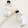 Natural fragrance diffusers. "Moon Glow" and "Pure Linen" room fragrance diffusers each sold separately. 4 oz diffuser oil in a clear glass bottle comes with eight natural rattan reeds to slowly release fragrance into the air. Hand blend in the USA using a zero VOC base, natural fragrances and essential oils.