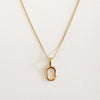 Delicate 18K gold filled box chain with an oval hinged pendant designed to hold charms. 18" length with adjuster pull.