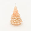 Tree shaped candle hand poured in a soft taupe color. Unscented. Measures 5"H x 3.75" diameter.