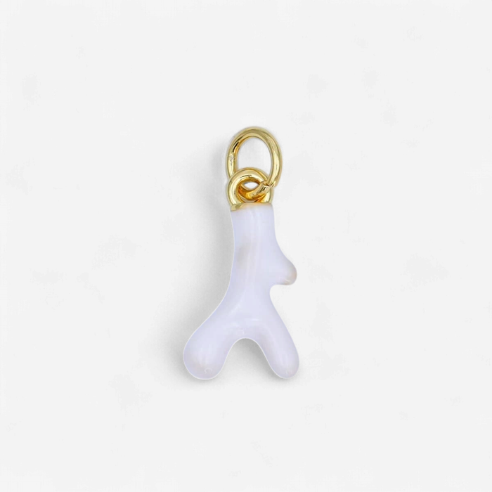 White Coral Enamel Charm