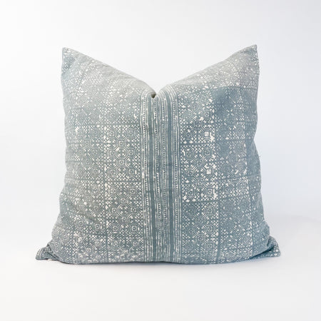 The Indie Batik pillow cover is one of a kind, made from a vintage indigo batik textile. The indigo has been faded to a soft foggy blue giving it a love worn look perfect for the coastal boho home. Pairs well with any of the pillows from our Laguna Collection. Measures 20" x 20". Insert not included.