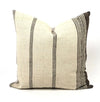 Rustic cream pillow with varigated woven brown stripes