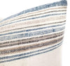 Lumbar Pillow artisan textile cover with blue, tan and brown stripes 
