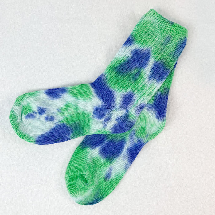 Tie Dye Socks, green + blue
