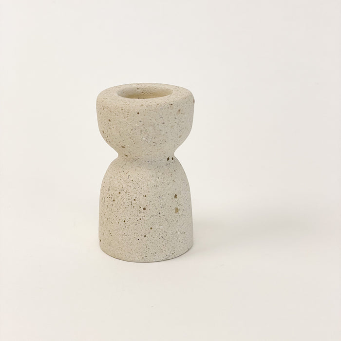  Short Minimalist candle holder in pumice. Made from hand cast concrete. Sleek and sculptural. 2.5" H