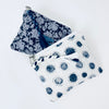 Candy Pouch from By the Sea Organics in a range of "dusty indigo" block prints. Each one is different. Perfect to carry your personal items while on the go. Sold separately. 6" x 5"