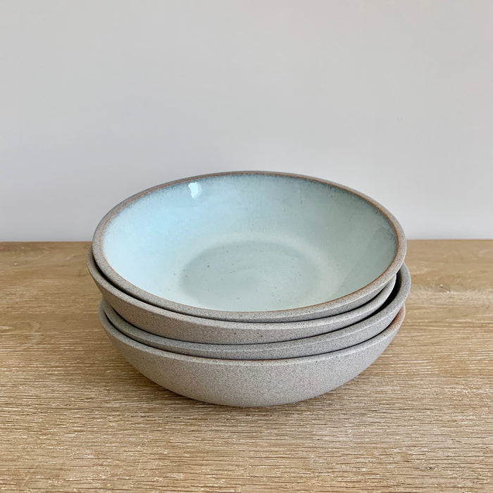 Stack of pale blue Stillness Bowls by Humble Ceramics