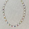 Pearl and multi-colored seed bead choker necklace.