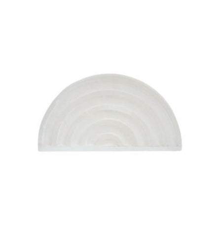 White alabaster arch measures 6" wide x 3" high. A pretty decorative accent for any desk or shelf.