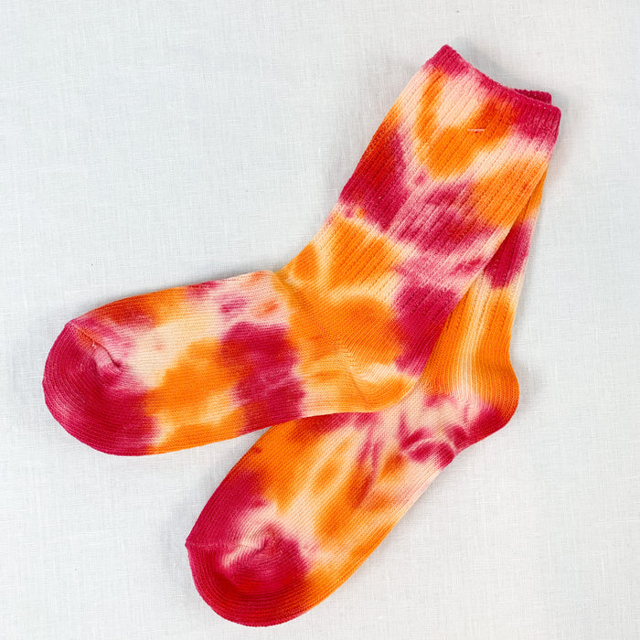 Tie Dye Socks, orange + pink