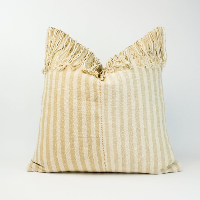 The Anya Pillow Cover is one of a kind. Made from a vintage hemp textile in shades of cream, sand and khaki handwoven by tribal artisans in Thailand. A perfect accent for the modern bohemian home. Measures 20” x 20”. Insert NOT included.