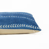 indigo shirbori stripe lumbar pillow with natural linen back