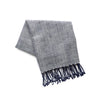 Petra Hand Towel hand woven with rich navy and natural threads . Edges are finished with hand twisted fringe trim. Artisan made. Perfect compliment to any kitchen or bath.