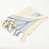 Handloomed Turkish towel in natural cotton with blue stripes