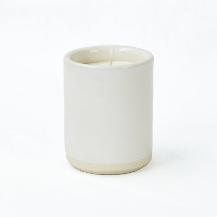 Norden ceramic candle, white high gloss stoneware