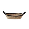 The Mali seagrass basket with black handles and trim. The perfect size to hold mail or keys.