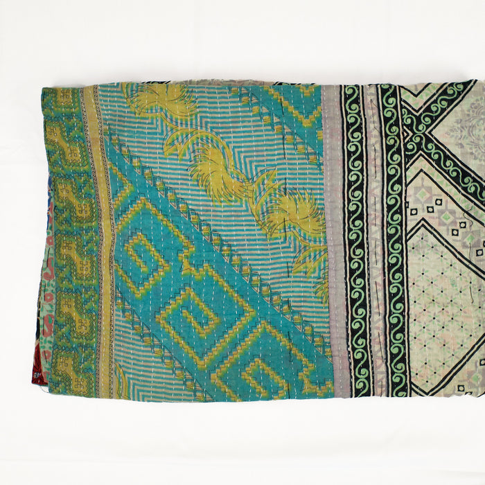 light weigh cotton quilt from India with traditional woodblock prints