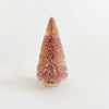 Blush bottle brush tree with natural wood stand. Available in small 6" or medium 9".