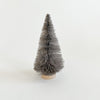 Grey bottle brush tree with natural wood base. Available in small 6" or medium 9".