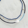 The blue Lapis Athena Necklace shown with the beaded Mykonos Necklace. Boho choker necklaces. Each sold separately.