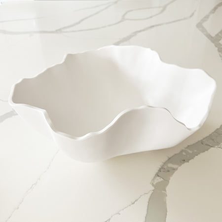 Large organic melamine bowl. The luxury look of finely crafted ceramics in shatter resistant melamine. Perfect for dining alfresco. 14.25" diameter