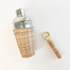 The rattan cocktail shaker and the brass & rattan bottle opener make the perfect pairing for your next party. Each item sold separately.