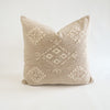 Sahara Pillow is made using traditional weaving techniques of cactus silk. Sandy neutrals mixed with creamy hand embroidery make this a decorative statement in the modern boho home. Measures 18" square. Down alternative insert included.