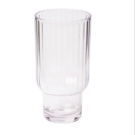 Tall fluted poolside tumbler in clear shatterproof BPA free acrylic. Holds 22 fluid oz.