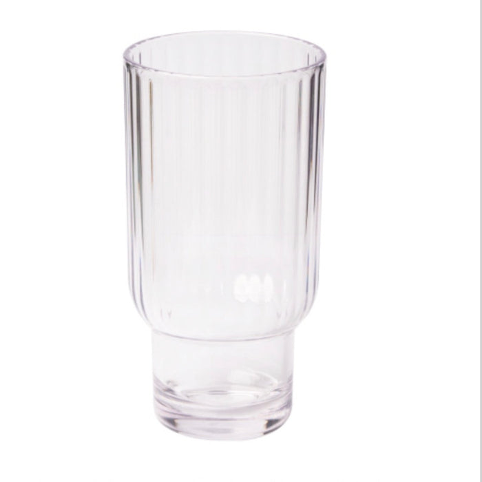 Tall fluted poolside tumbler in clear shatterproof BPA free acrylic. Holds 22 fluid oz.