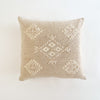 Sahara Pillow is made in a traditional technique used on cactus silk textiles. Each pillow is finished with delicate creamy hand embroidery. Measures 18" square. Down alternative insert is included.