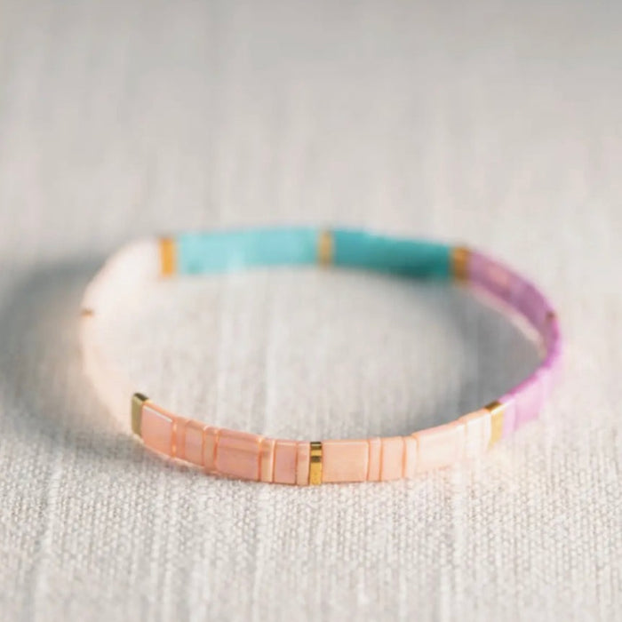 Rainbow stretch Tila bracelet.