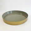Large Sonoma brass tray with a glossy deep sage enamel interior. Large measures 16" diameter 2" height. The large tray holds both the coordinating small and medium Sonoma trays. Each sold separately.